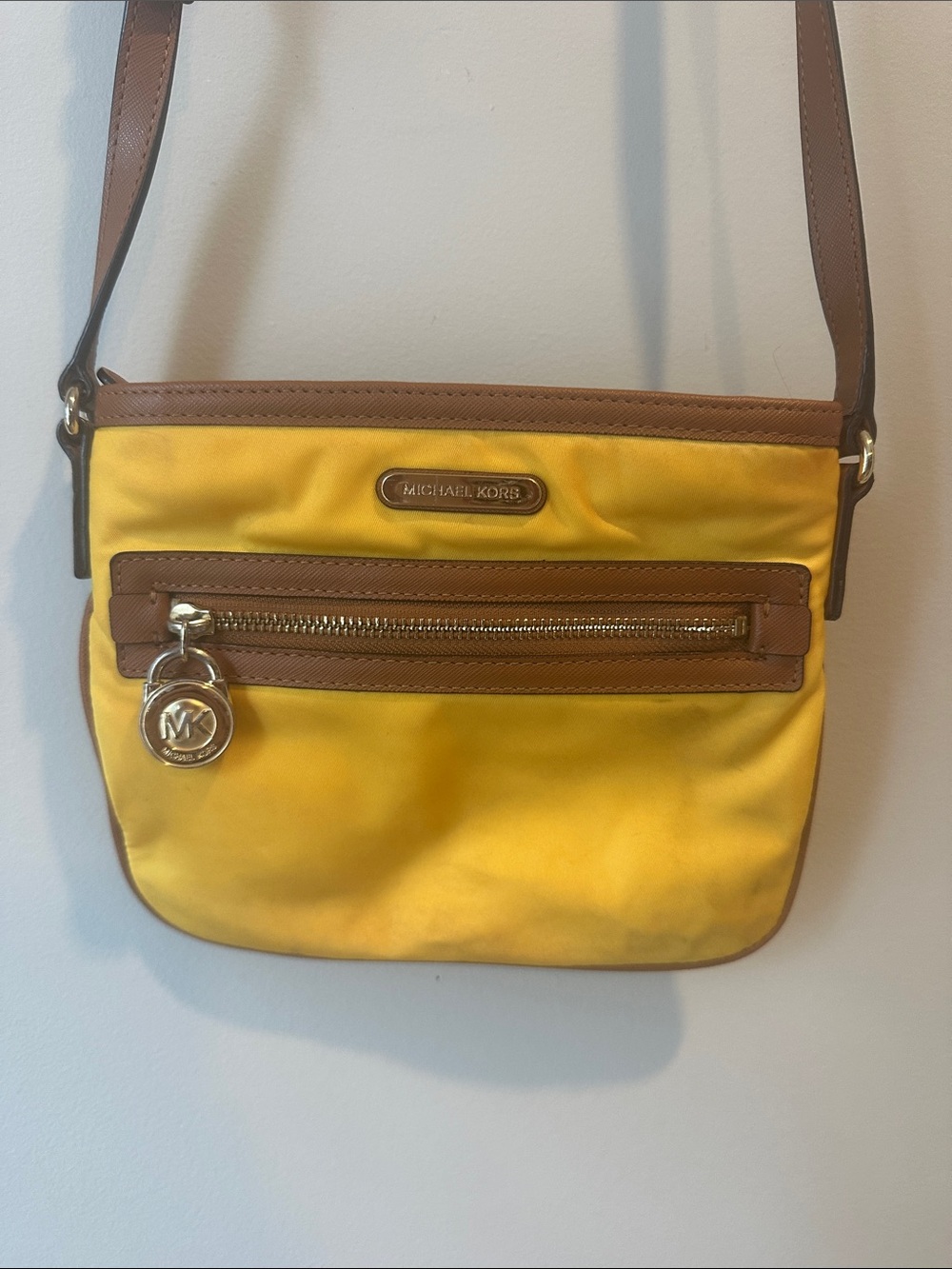 Michael Kors Yellow and Brown Nylon Crossbody